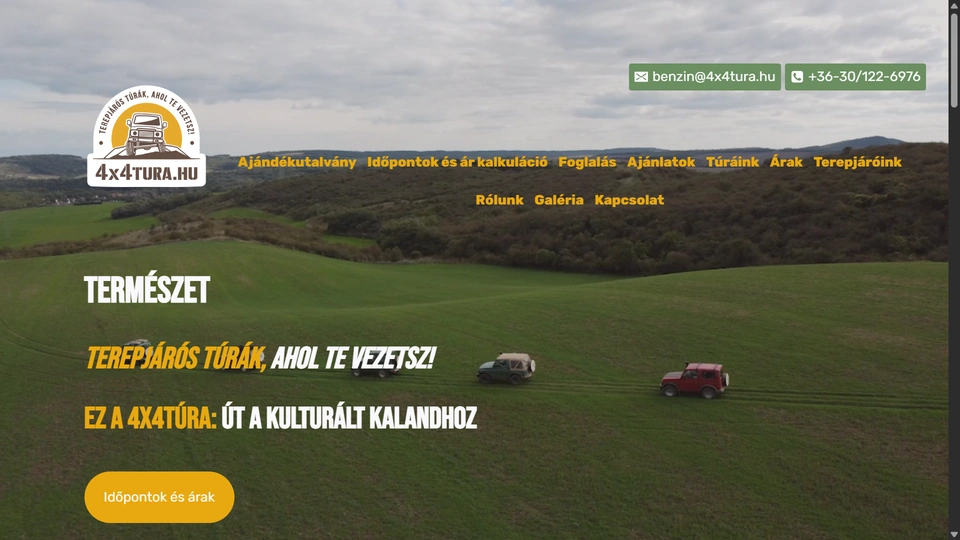 4x4 T&uacute;ra weboldal&aacute;nak friss, val&oacute;s k&eacute;pernyők&eacute;pe