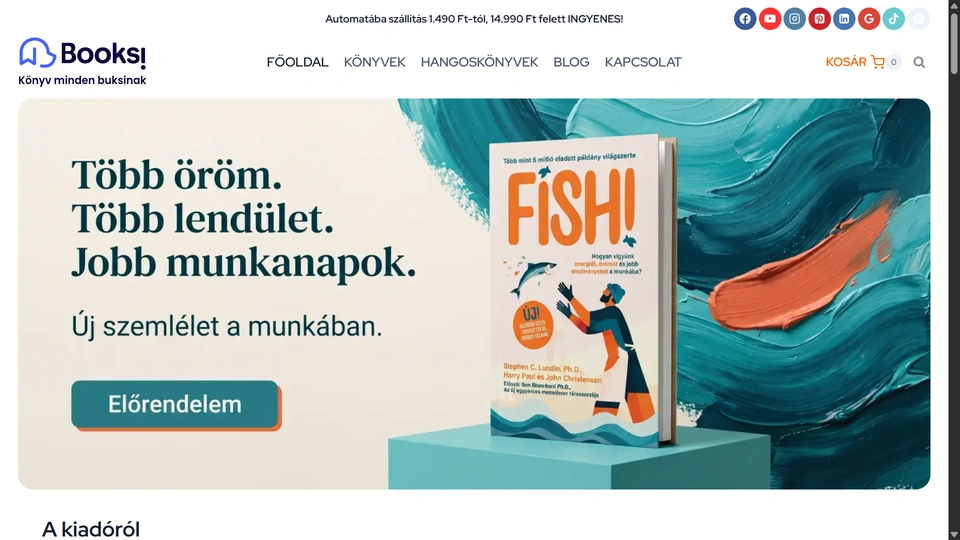 Booksi weboldal&aacute;nak friss, val&oacute;s k&eacute;pernyők&eacute;pe