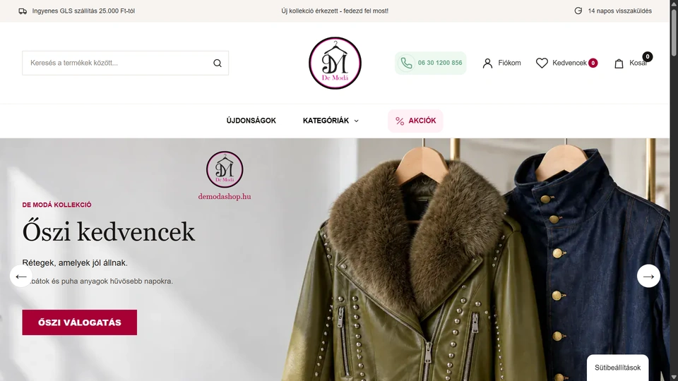 Demoda weboldal&aacute;nak friss, val&oacute;s k&eacute;pernyők&eacute;pe